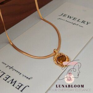 S925 Sterling Silver 18K Gold-Plated Tiger Eye Necklace